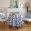 Nappe bleue pour tables rondes, lin rétro élégant avec des nappes à motif floral cachemire, housse de table en tissu Farmhouse