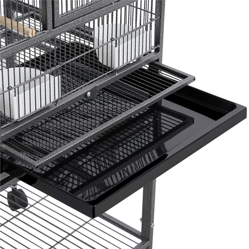 Cage à oiseau avec roulettes 41,5 po Gabler, Noir