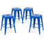 Tabouret à hauteur de comptoir 24 po, ensemble de 4 tabourets de bar en métal sans dossier, empilable, amovible et facile à assembler, pour économiser de l'espace pour un îlot de cuisine / bar / café / salle à manger (bleu)-512276111-512276110-509726946