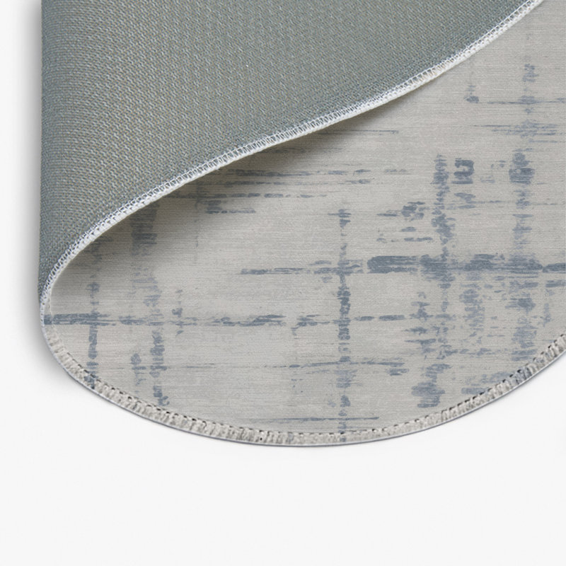 Tapis gris abstrait intérieur et extérieur, Rond 5 pi