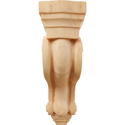 3 3/8"W x 6 1/2"D x 10 1/2"H Boston Traditional Scroll Corbel, Red Oak