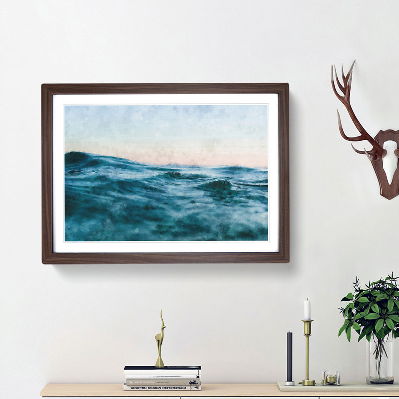 Rising Ocean - Framed Print, 24cm H x 33cm W x 2cm D, Walnut Framed