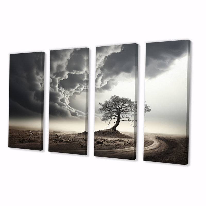 Tempête de tempête tempête sur toile, impression de 4 pièces