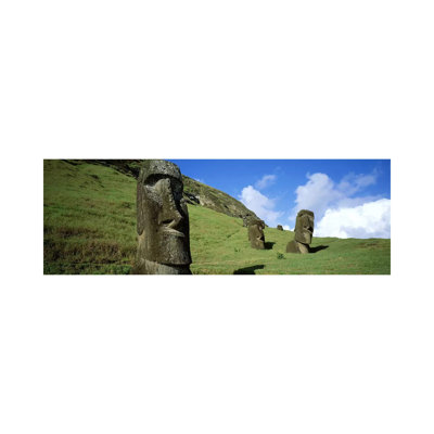 Stone Heads, Easter Islands, Chile - Wrapped Canvas Panoramic Print