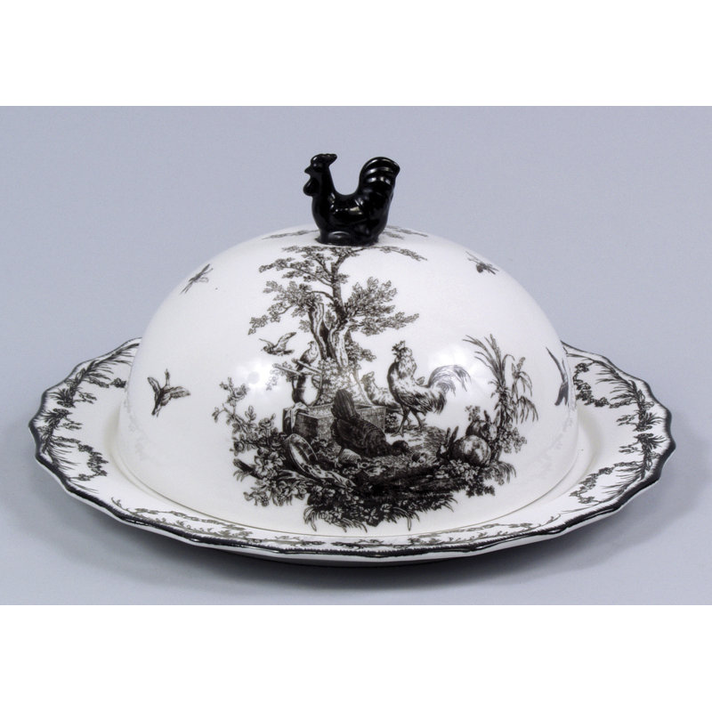 Plateau de service couvert Crawford, Noir / Blanc