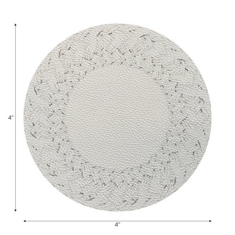 Raffia Amagansett White Vegan Leather Round Coasters