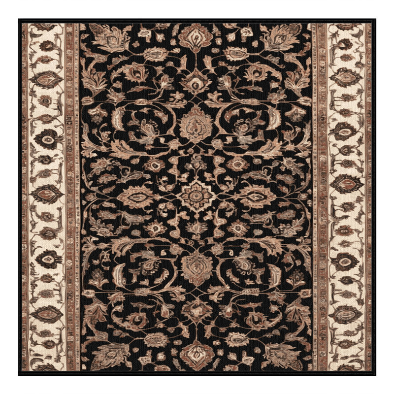 Machine Washable Persian Brown Area Rug, Square 4'