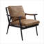 Compact Single-Seat Modern Accent Arm Chair with Metal Legs, Genuine Leather Brown Finish