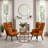 Accent Chairs Set Of 2, Comfy Upholstered Armchair With Metal Legs, High Backrest Living Room Chair, Wingback Chair Mid Century Modern For Living Room/Vanity/Bedroom, Brown-755288547-766954715