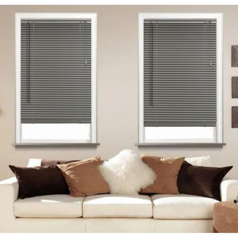 PVC Metal Venetian Blind, Grey, 150 cm L x 240 cm W