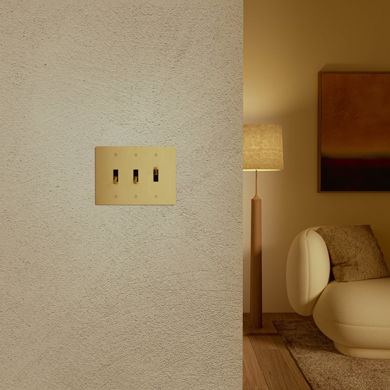 Ozarke Modern Brass Toggle Switch, Brass, 3 Gang 2 Way