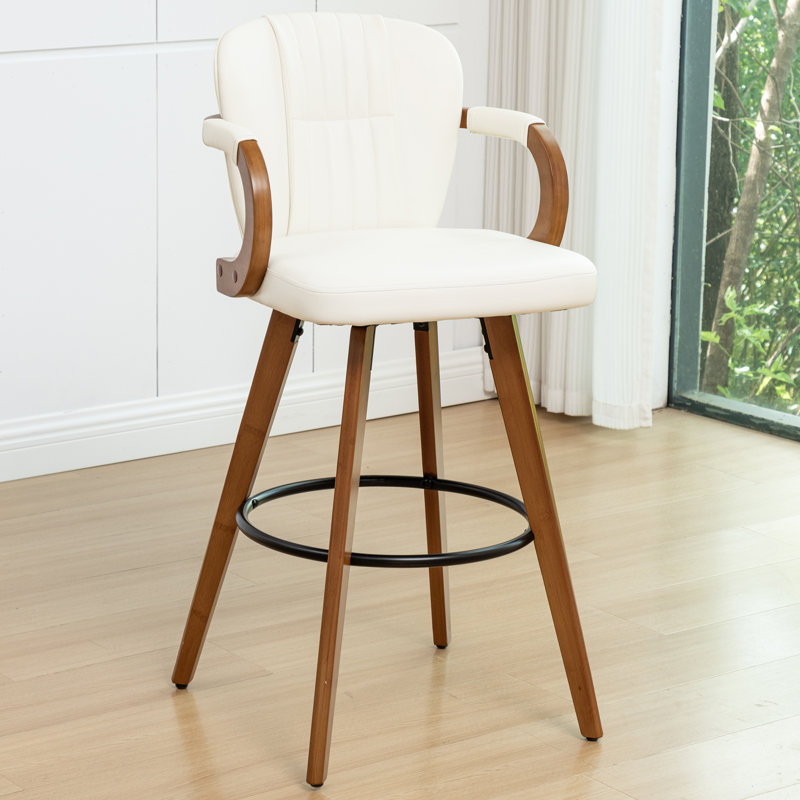 Swivel Upholstered Counter Stool, White, Counter Stool (66cm Seat Height)