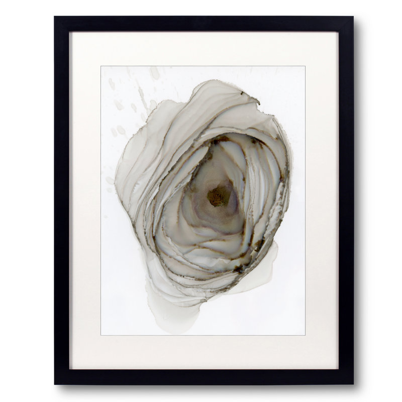 Gray Rose Print, Black Framed Paper, White, 30" H x 24" W