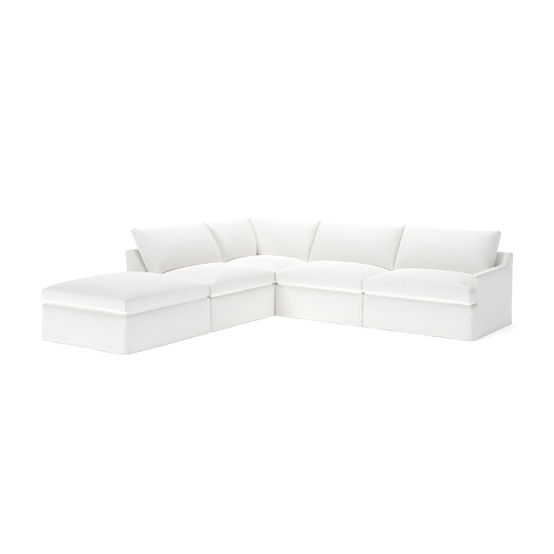 Wrenley 5-Piece Slipcovered Modular Sectional, Drusky Moonglow Sustain® Basketweave, Left Hand Facing