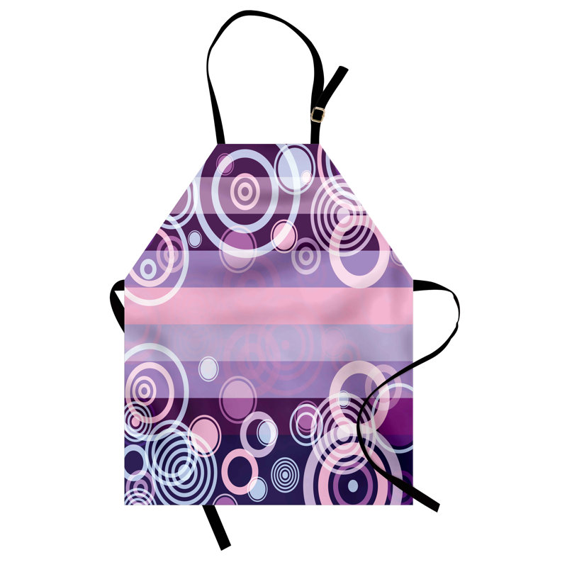 East Urban Home Geometric Apron Unisex, Rounds Bold Borders, Adult Size, Hot Pink Magenta