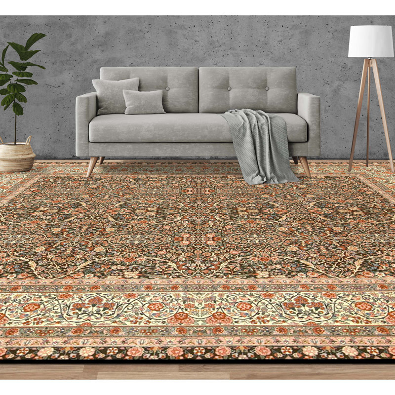 Tapis noir et ivoire de haute qualité noué à la main