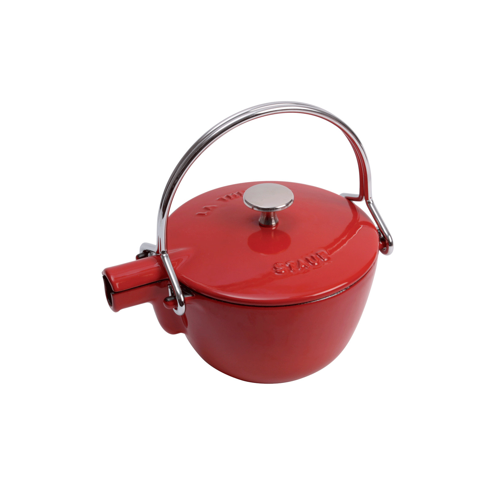 Staub Cast Iron 1-Quart Round Tea Kettle, Cherry