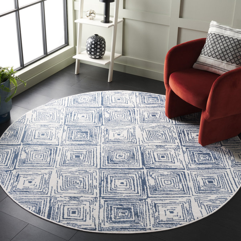 Tapis ivoire / noir en jute / sisal / polypropylène tissé à la machine Pafford, Rond 6 pi 7 po