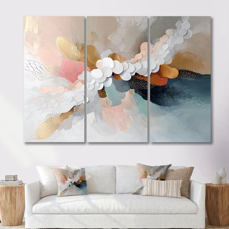 «White Brushstroke», peinture abstraite IV - ensemble de décorations murales abstraites, Toile tendue