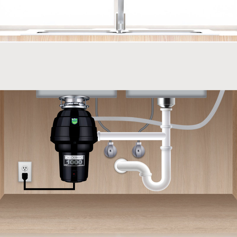 Bonecrusher 1.25 HP Corded Garbage Disposal with Sound Insulation and Accessories
