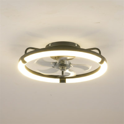 Équipé d'une source de lumière DEL et d'un ventilateur de plafond télécommandé, d'un ventilateur DEL intégré à intensité variable de 3000 à 6500 K, d'un moteur à courant continu silencieux à 6 vitesses, convient aux salons, aux chambres à coucher et aux cuisines - Noir mat