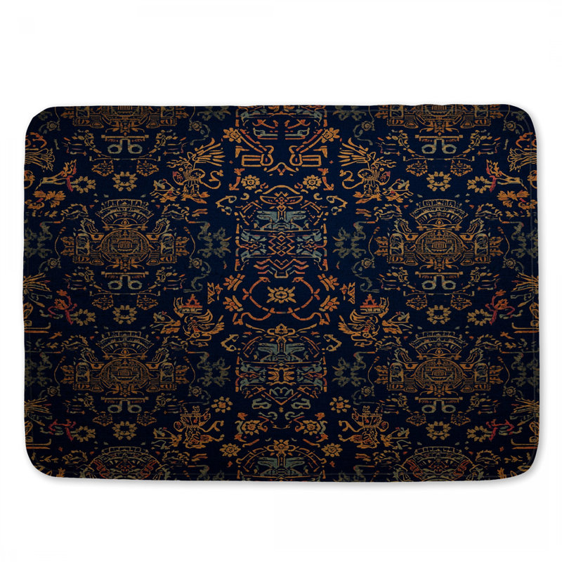 Tapis de bain à motif géométrique complexe, L 24 po x L 17 po