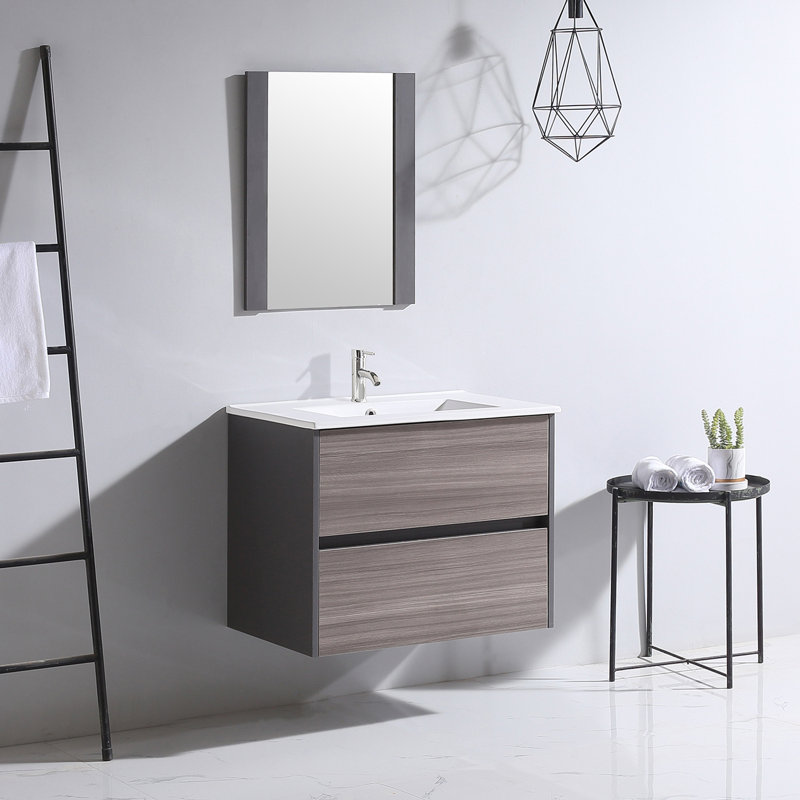 Ensemble de meuble-lavabo mural simple 24 po avec miroir Axania