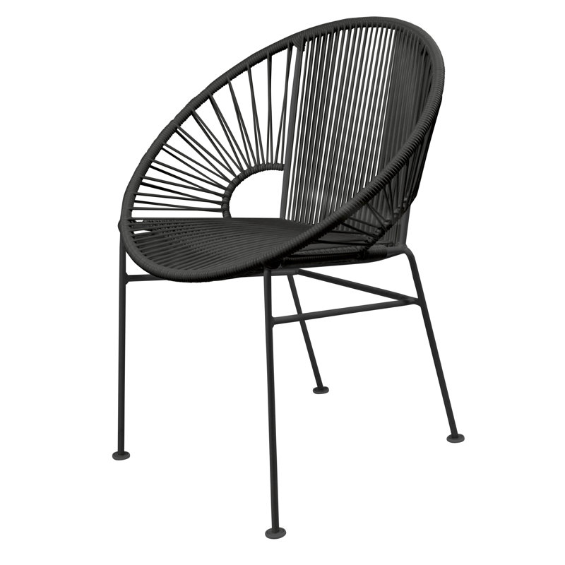 Concha Indoor/Outdoor Handmade Dining Chair, Black, Black
