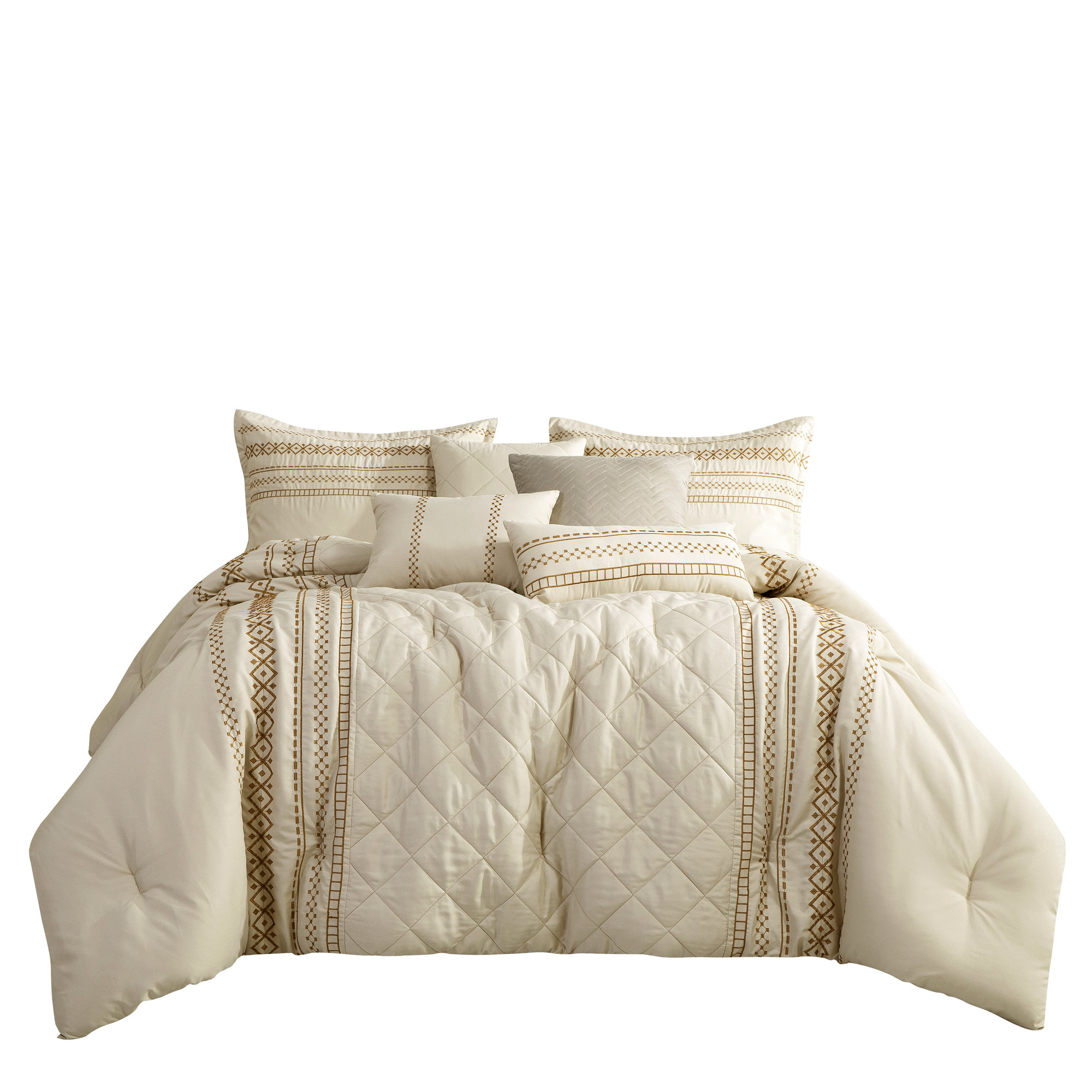 Esca Beige Microfiber 7 Piece Comforter Set Wayfair