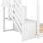 Lit superposé simple au-dessus d'un lit simple avec glissière convertible et escalier, blanc