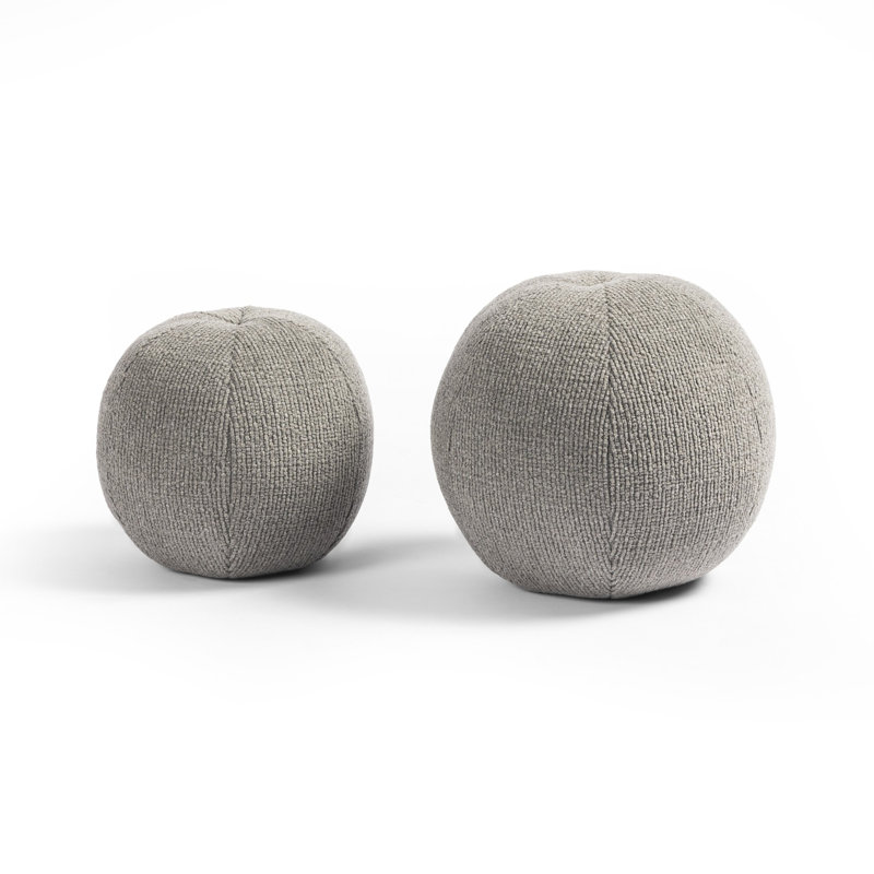 Balle Outdoor Pillow-Set of 2-12" diam, 10" diam, Leto Gray