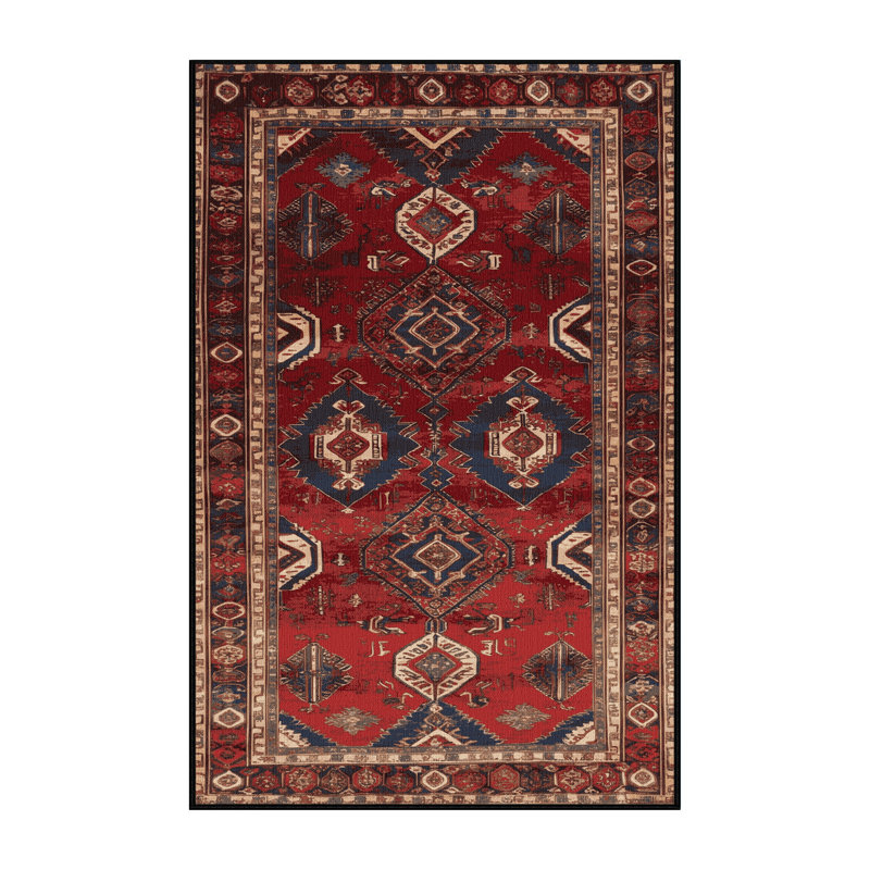 Tapis persan noir lavable à la machine, Rectangulaire 2 pi x 3 pi