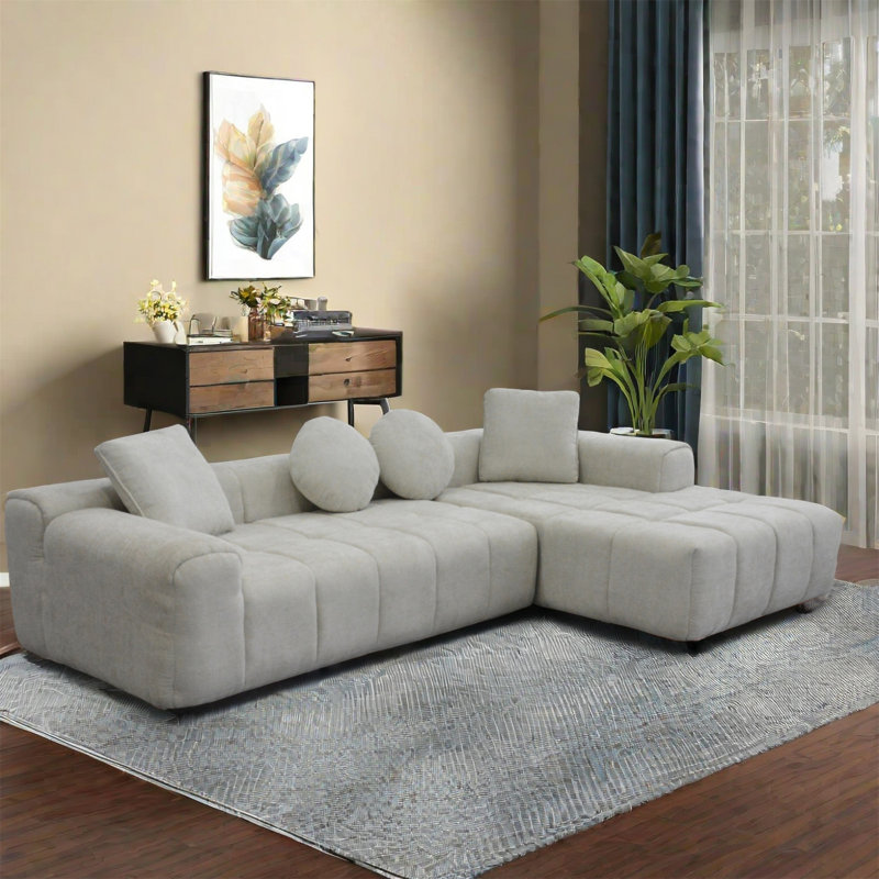 Luxurious Modular Sofa With Plush Foam And Ergonomic Design For Ultimate Comfort, Light Grey
