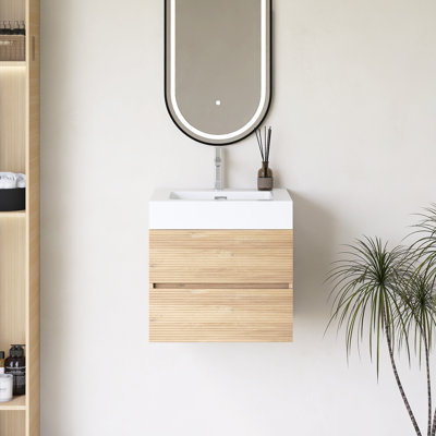 24" Wall-Mounted  Bathroom Vanity With Integrated Solid Surface Basin