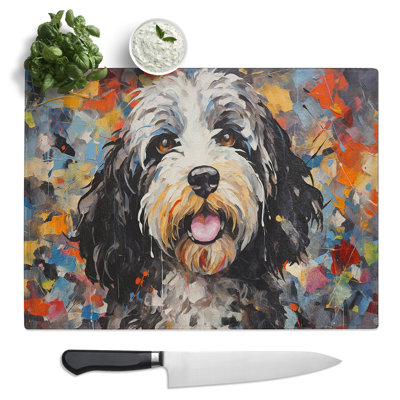 Cockapoo Abstract No.3  Glass Chopping Board