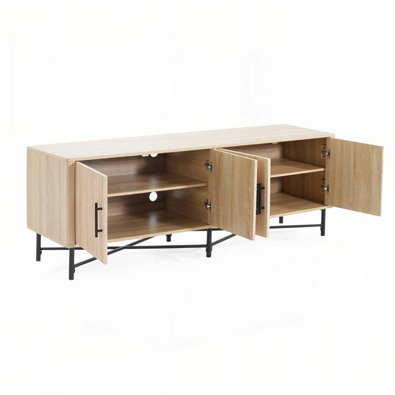 4-Door Accent Storage Cabinet with Adjustable Shelves, Natural