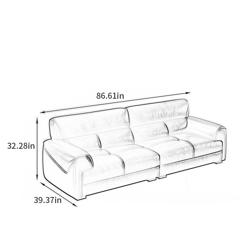 Canapé simple moderne de style rétro, H 32,28 po x l 86,61 po x P 39,37 po, 2