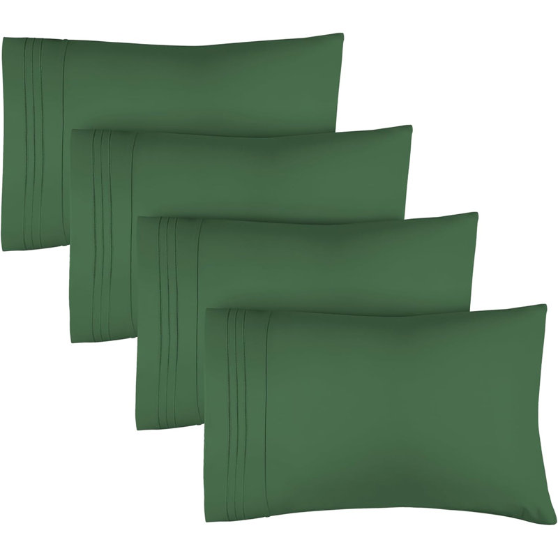 Pillowcase Set, Soft Double Brushed Microfiber, Cooling & Breathable Pillow Covers, Set of 4, King, Emerald Green