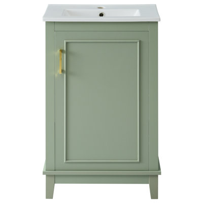 Meuble-lavabo de 20 po, lavabo en céramique, peu encombrant, meuble-lavabo moderne avec grand rangement, 20 po x 14,5 po x 33,3 po, pratique