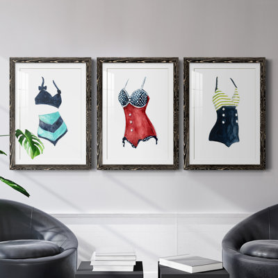 " Vintage Swimwear I " 3 - Pieces Painting Print