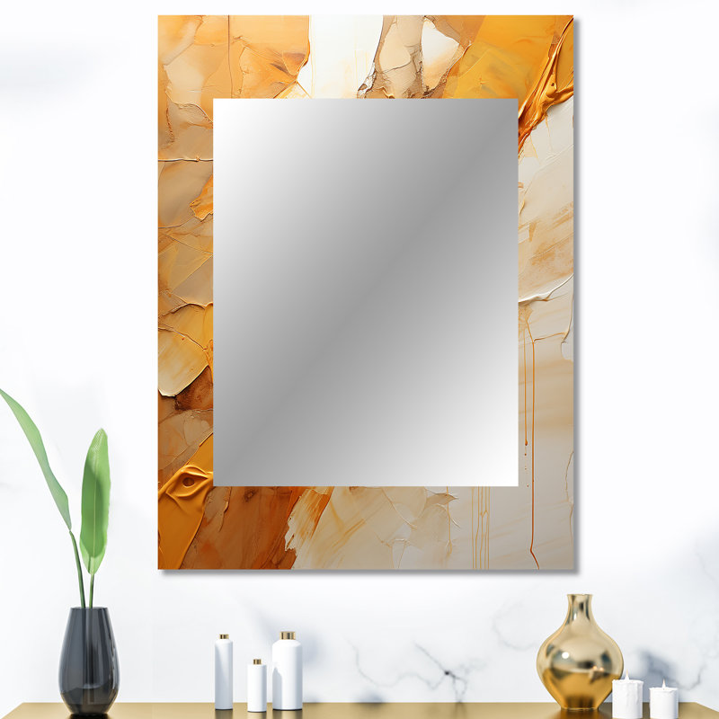 Amber Glow II - Landscapes Wall Mirror, Yellow Decorative Mirror, Printed Metal Art, 40" x 30"