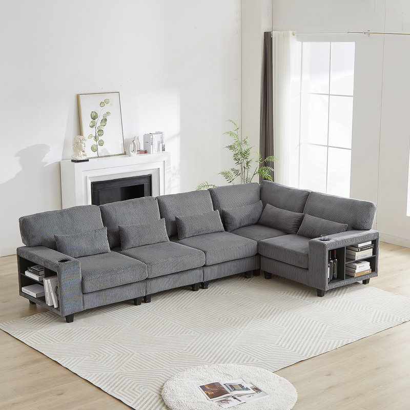 Canapé modulaire polyvalent en forme de L pour toutes les pièces, rehaussant le confort et le style, Gris