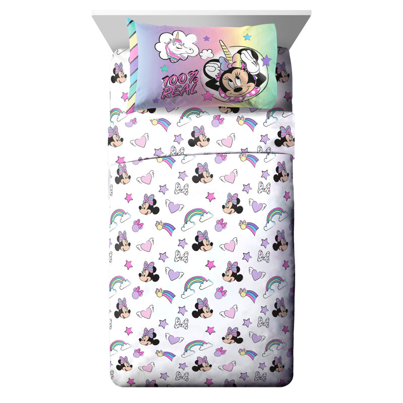 Minnie Mouse Pink Microfiber Reversible Comforter Set, Twin Comforter + 1 Sham