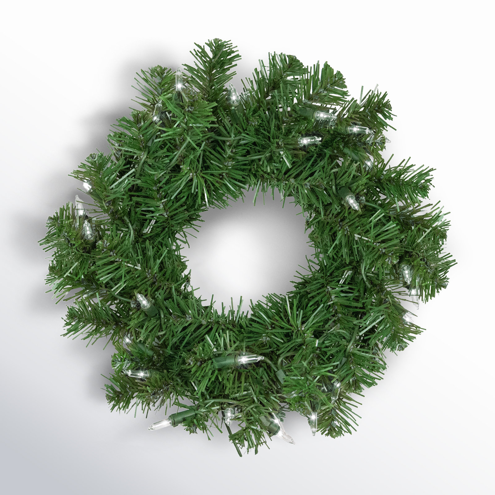 Deluxe Dorchester Pine Artificial Christmas Wreath 18-Inch Clear Lights, 18" H x 18" W x 5" D