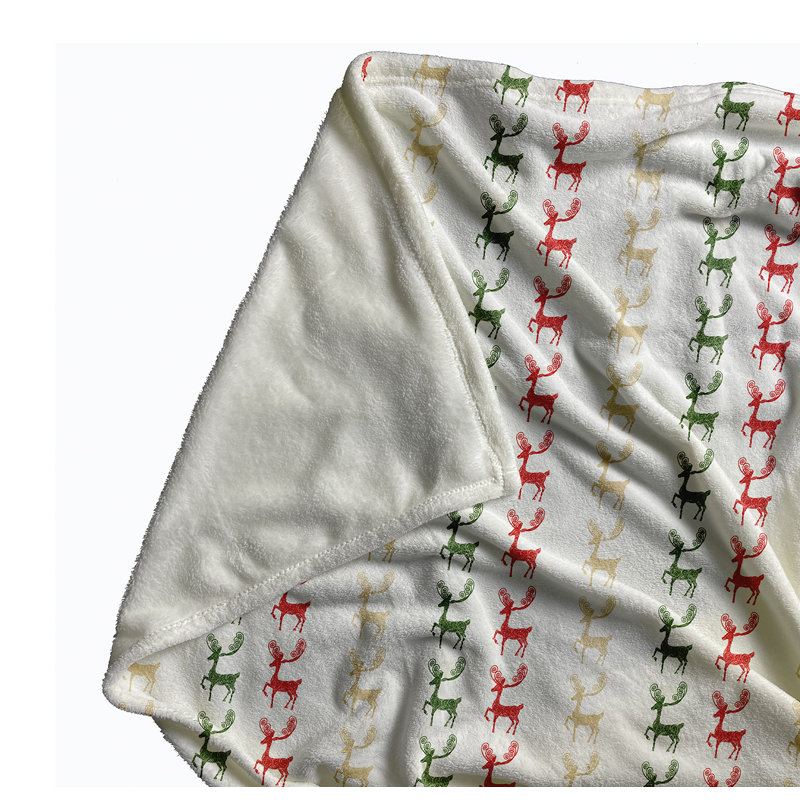 Reindeer Pattern Christmas Throw Blanket, 50" W x 60" L