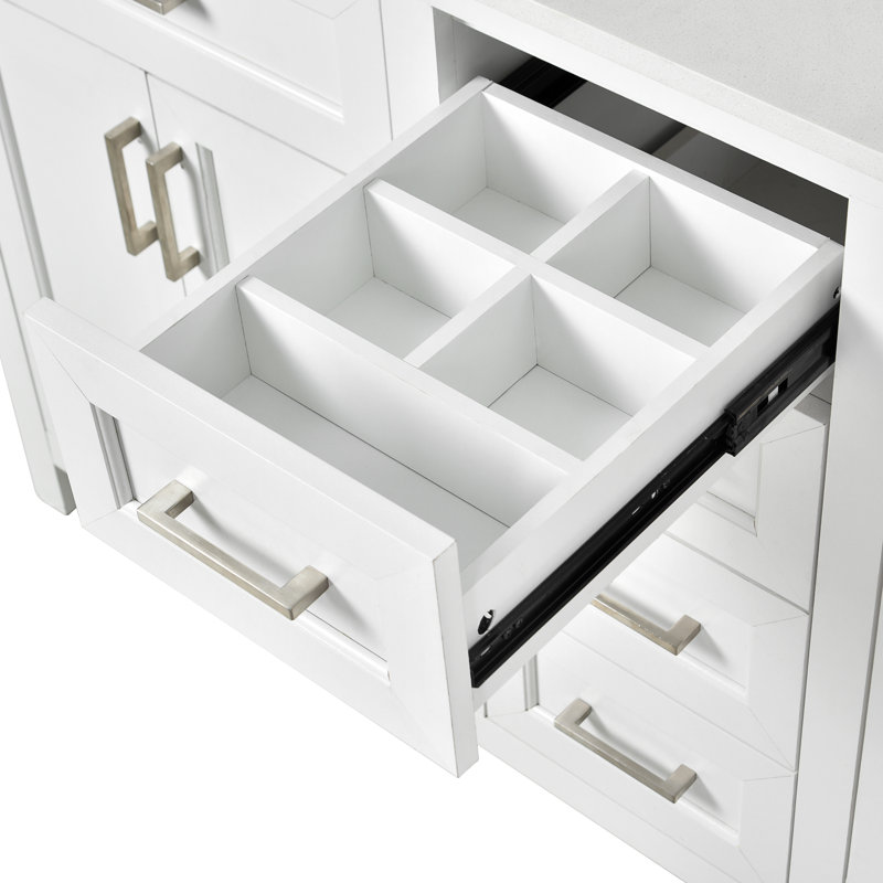 Meuble-lavabo double 60 po avec deux bonde escamotable Chezkel, Blanc