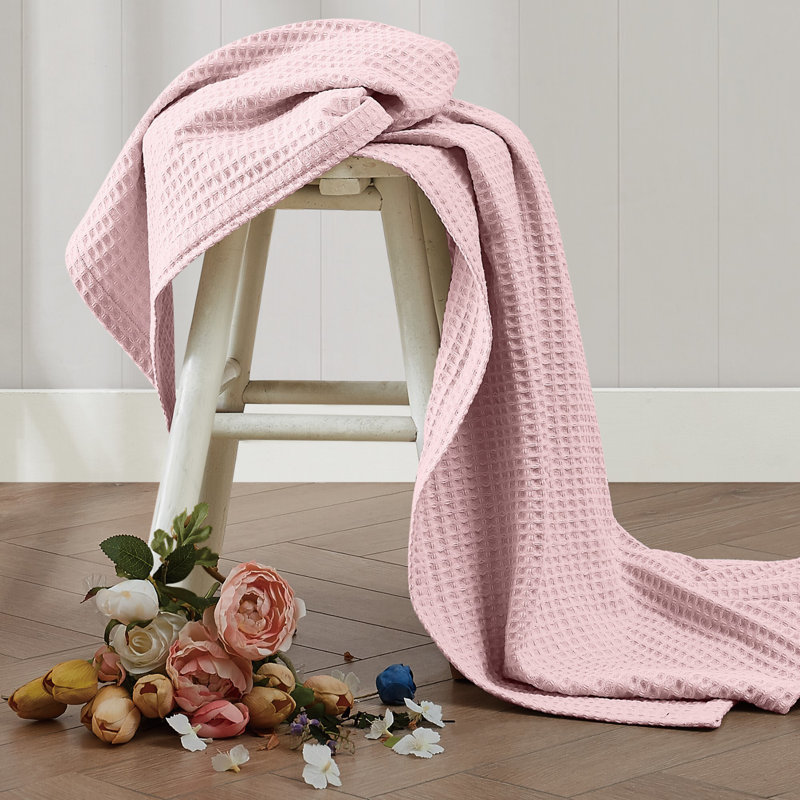 Couverture en coton The Farmhouse par Rachel Ashwell, Jeté, Rose