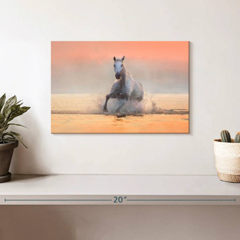 Brampt White Galloping Horse, 8" H x 12" W