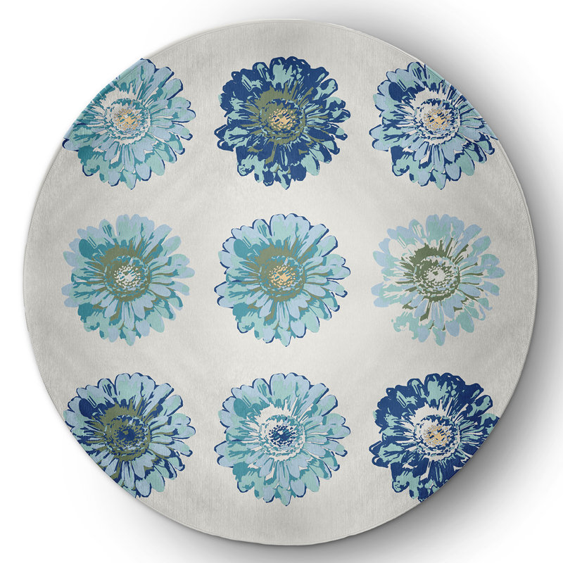 Chenille Floral Indoor Rug, Round 5'