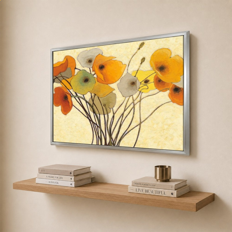 «Pumpkin Poppies I» par Shirley Novak - impression sur toile, 28" H x 40" W, Silver